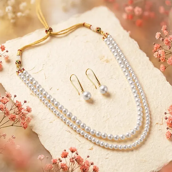 2-Line Imitation Swarovski Pearl Necklace