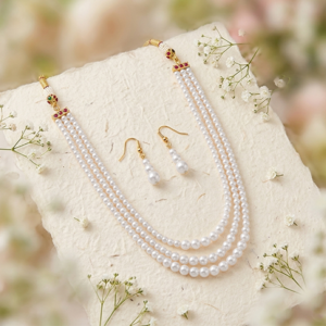 3-Line Imitation Shell Pearl Necklace